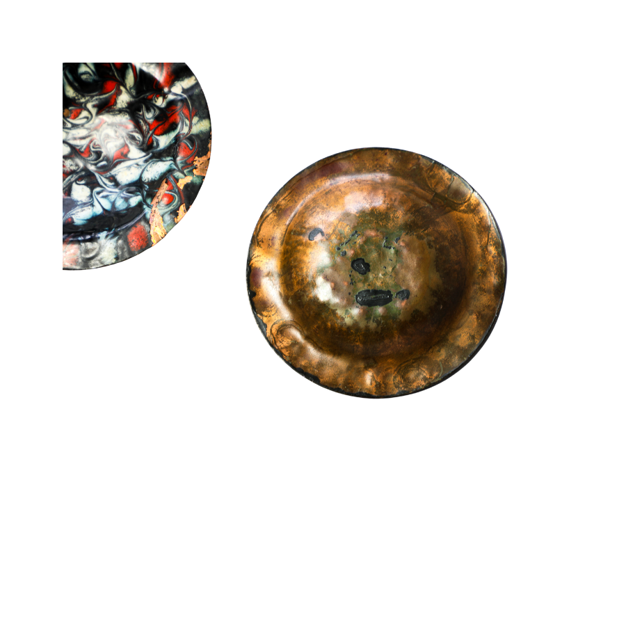 Enamel marbled catch all dish