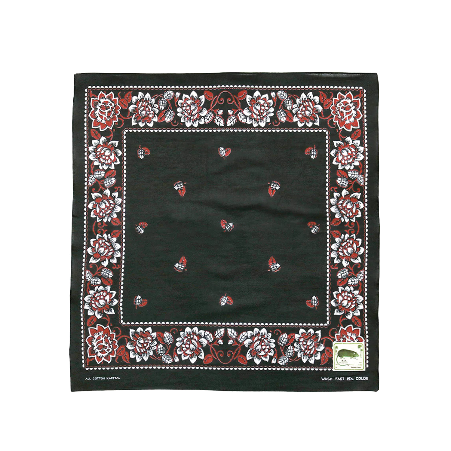 KAPITAL Rockwell Flower Bandana Black