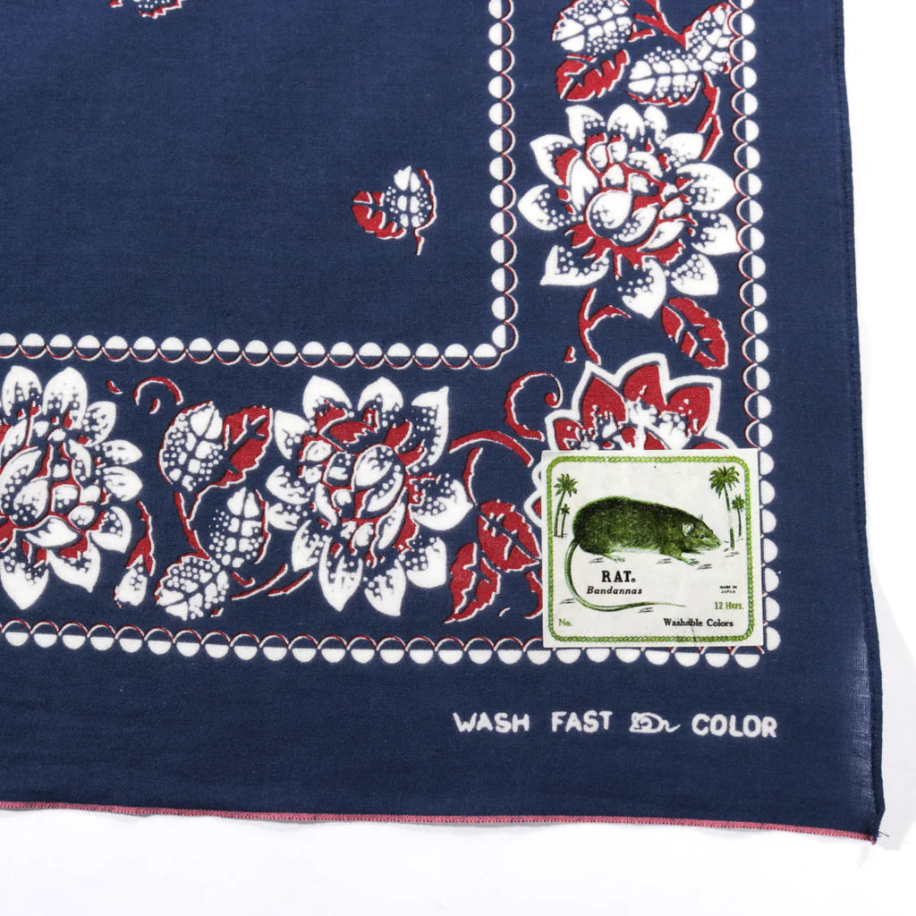 KAPITAL Rockwell Flower Bandana Navy