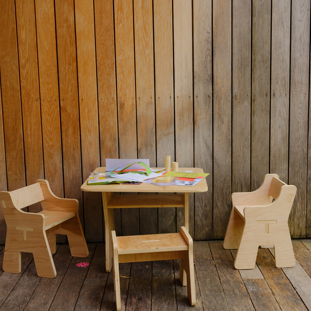 Kids Wooden Table + 2 Chairs