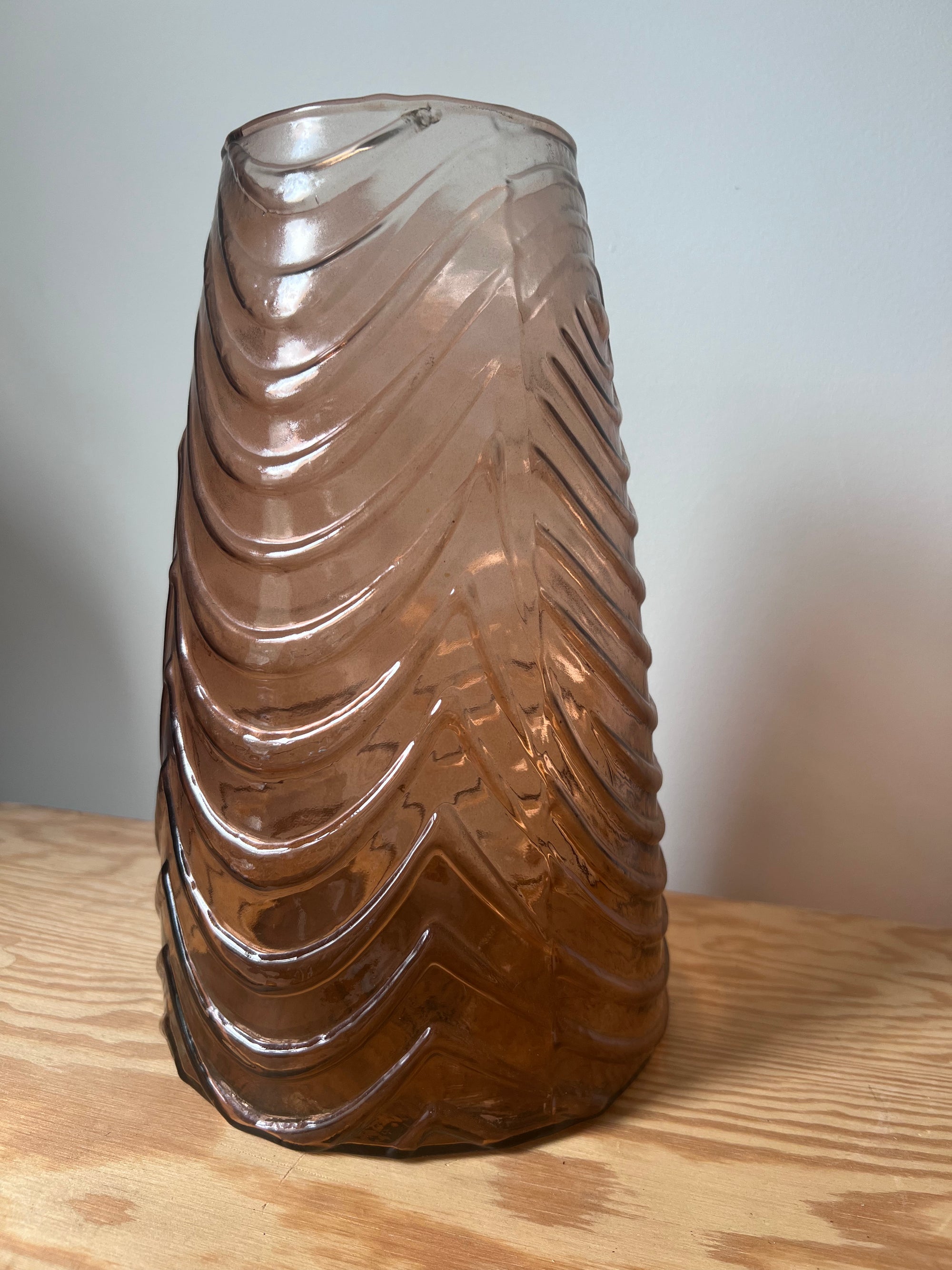 Vintage Aubergine Sculpted Glass Vase