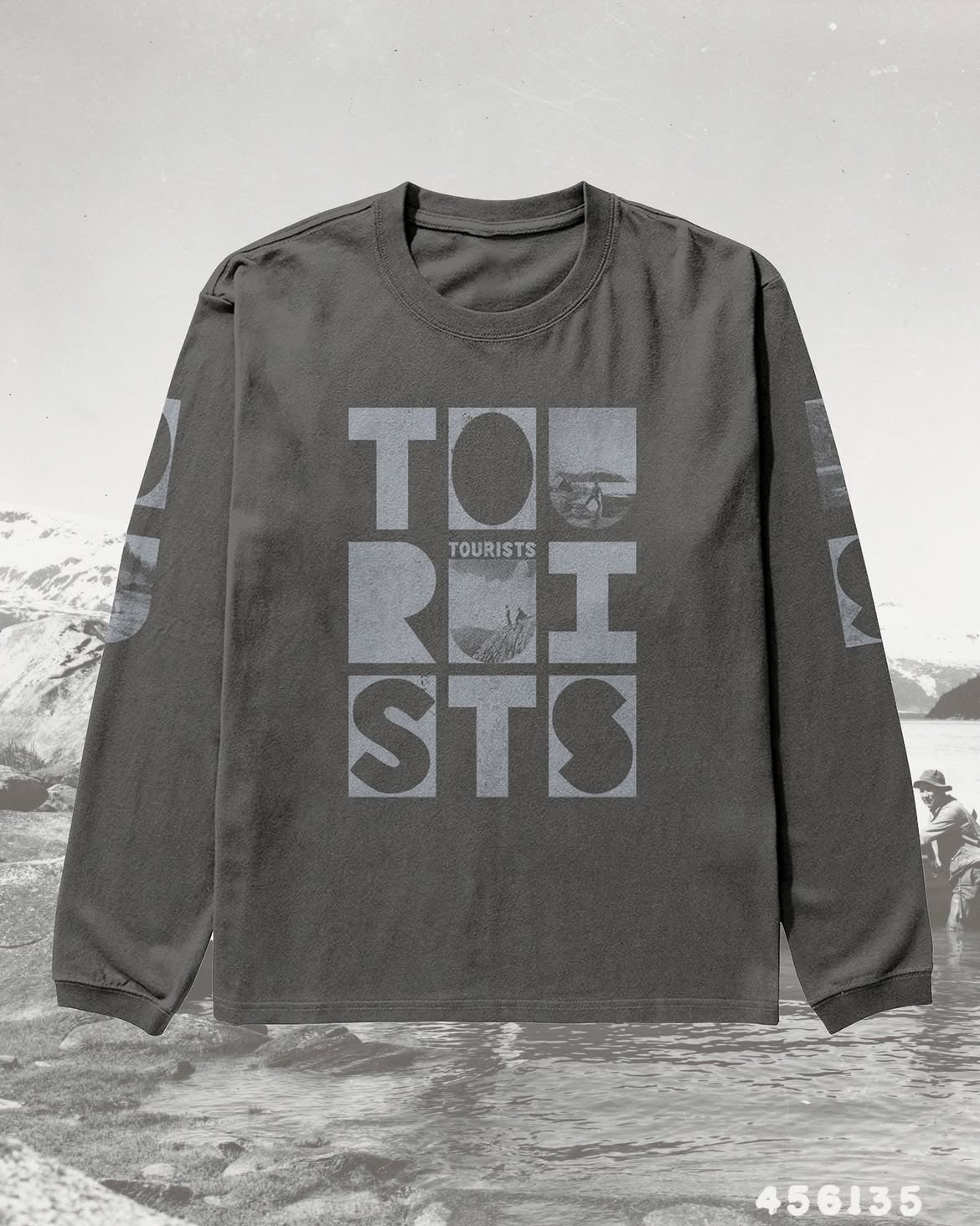 TOURISTS Long Sleeve Vintage Image Block Tee