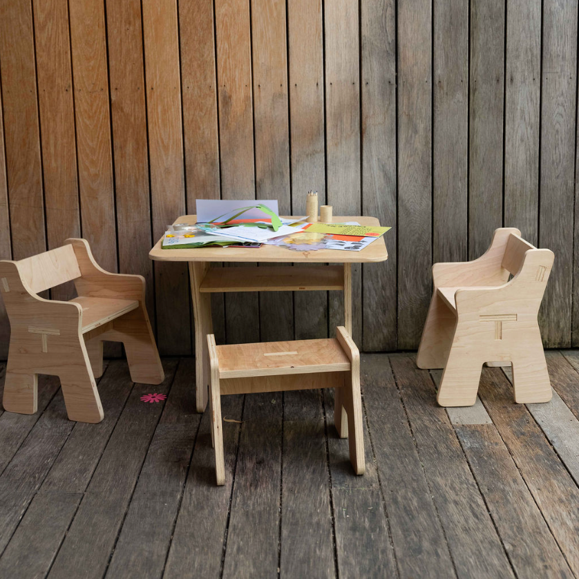 Kids Wooden Table + Chair  + Stool