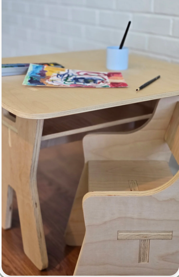 Kids Wooden Table + Chair  + Stool