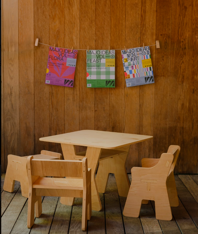 Kids Wooden Table + 2 Chairs