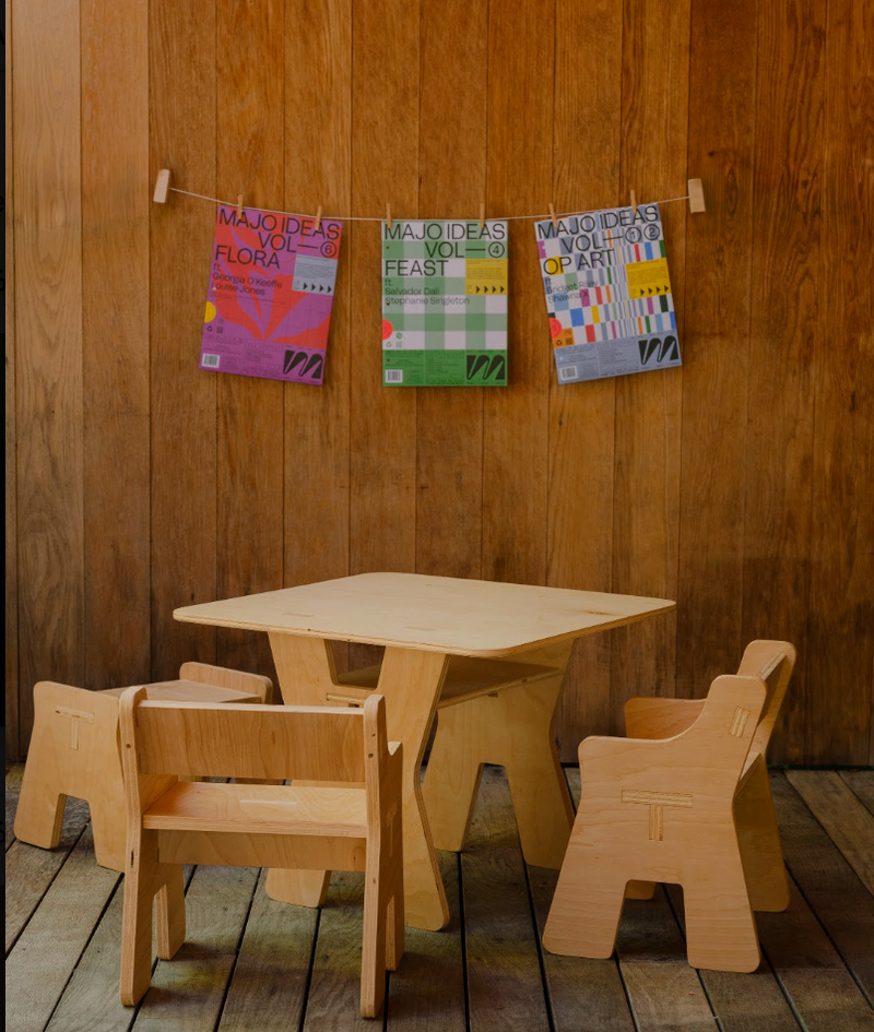 Kids Wooden Table + 2 Chairs