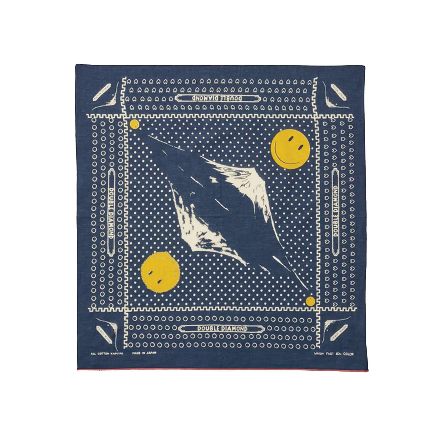 KAPITAL Fast Color Selvedge Fuji Mirrored Smile Bandana - Navy