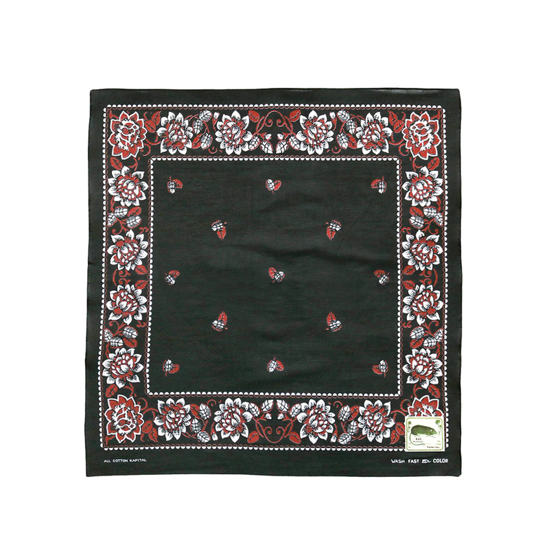 KAPITAL Rockwell Flower Bandana Black