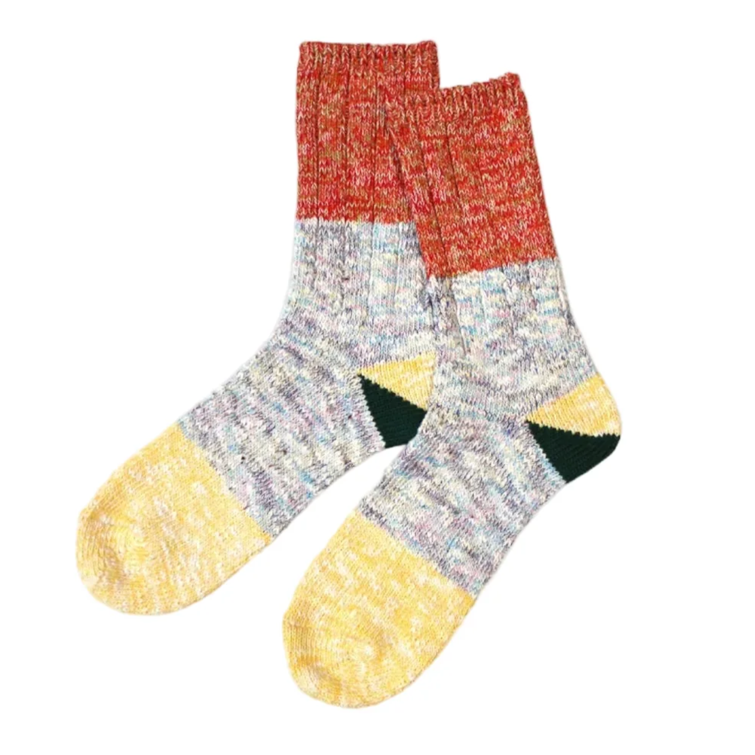 Kapital Two Tones Heel Socks - Yellow